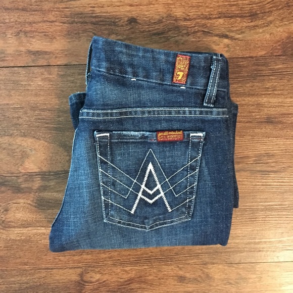 7 For All Mankind “A” Pocket Flare Denim Jeans 25 - Picture 2 of 5